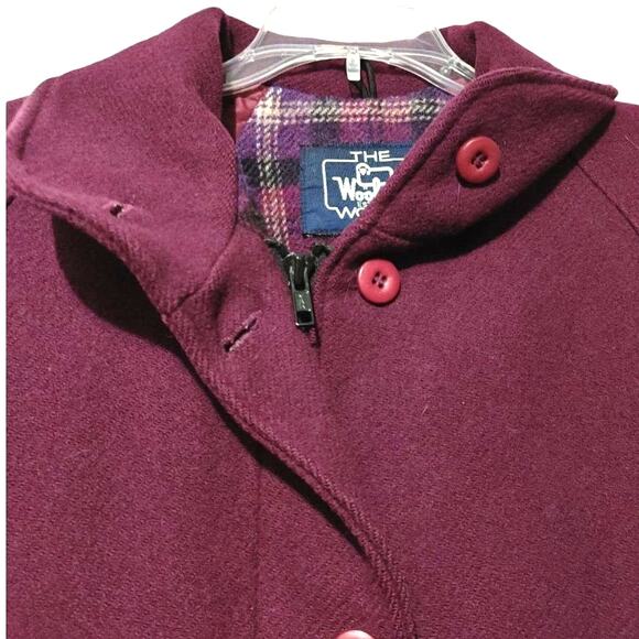 The Woolrich Woman Pure Wool Long Overcoat Jacket Button Purple Women Small - Picture 3 of 7